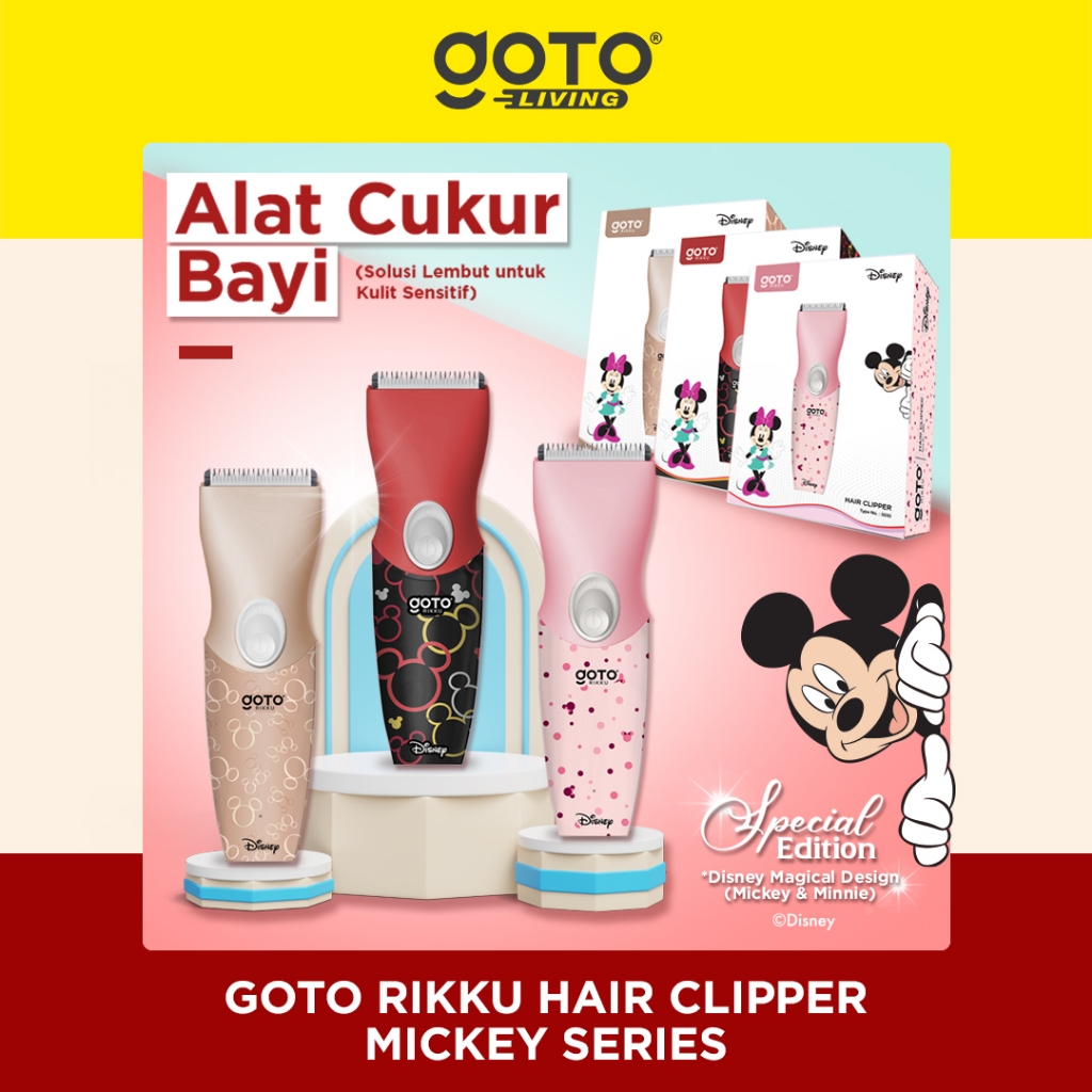 Goto Rikku X Disney Mickey Minnie Hair Clipper Alat Cukur Rambut Bayi