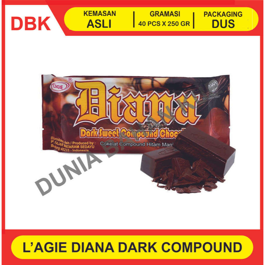 

L'AGIE DIANA DARK SWEET COMPOUND CHOCOLATE 250 GR - 1 DUS 40 PCS