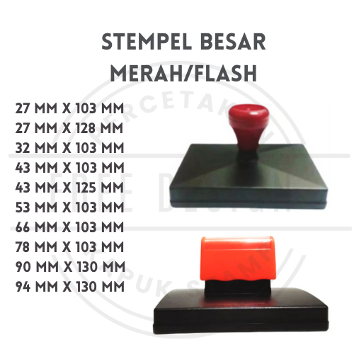 

Stempel besar otomatis 2/3 warna, gagang merah/flash, custom design/free design