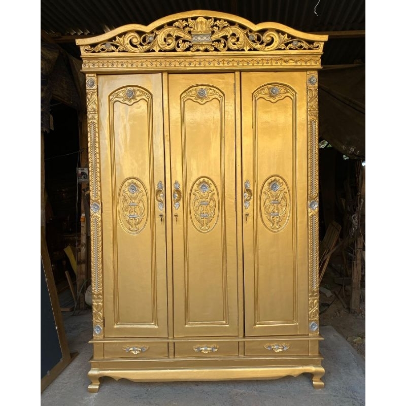 lemari baju lemari pakaian 3 pintu kayu jati