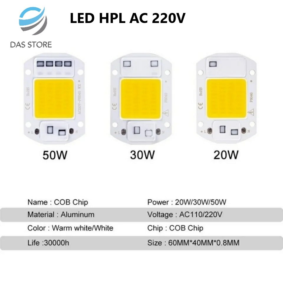 LED HPL 20W 30W 50W 220Volt Lampu sorot LED HPL COB 220V AC 50Watt Cold White Warm White