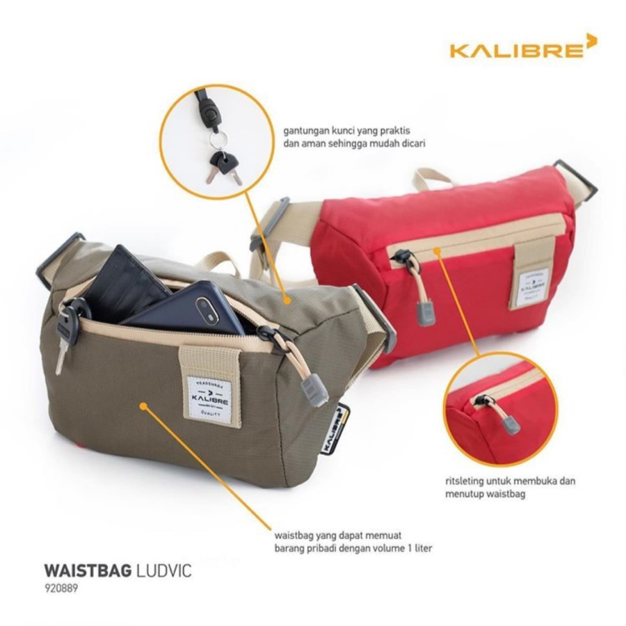 Tas Selempang Pria/Wanita Kalibre 921561219 / 921561 Ludvic Waist Bag 1L - khaki