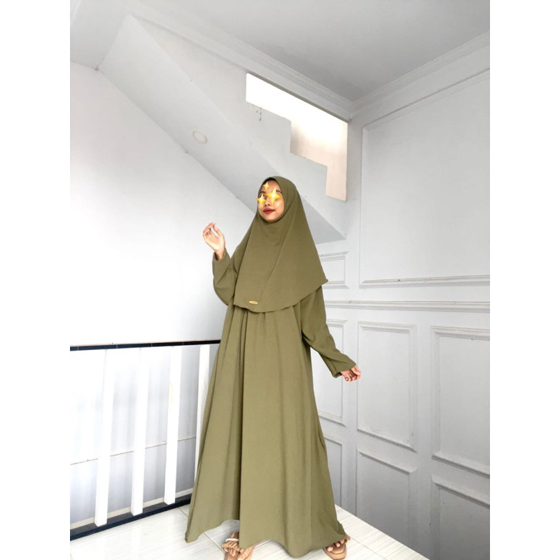 SET ABAYA NASYA SET KERUDUNG TERBARU CRINGKEL AIRFLOW MURAH GAMIS WANITA POLOS