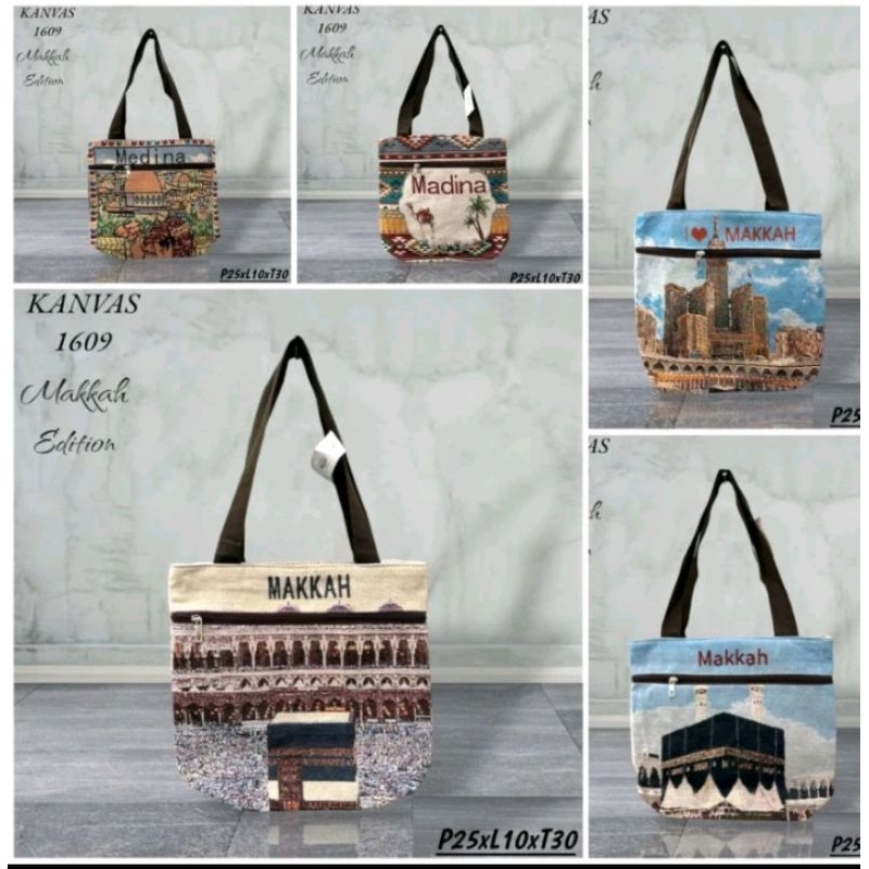 Tas oleh oleh umroh Makkah Saudi Arabia-Tas Tote bag wanita oleh oleh umroh