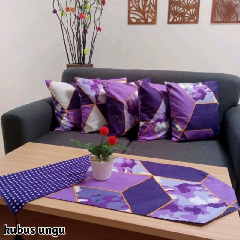 COVER SARUNG BANTAL SOFA 1 SET // PAKET SARUNG BANTAL KURSI SOFA  SET 5 SARBAN +1 TAPLAK MEJA LANCIP