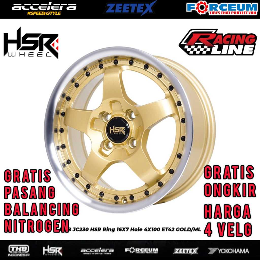 VELG MOBIL RACING HSR BOB LEBAR 7 OFFSET 42 RING 16 UNTUK STARLET LANCER PICANTO BALENO IGNIS MARCH 
