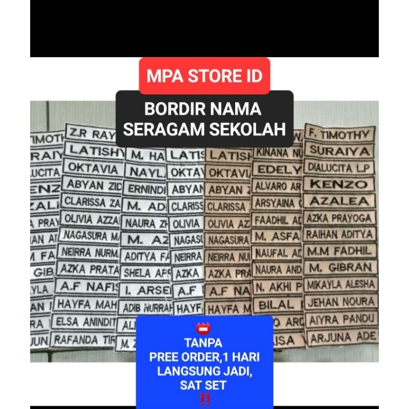 BORDIR BED NAMA SISWA PONDOK DLL TANPA PO
