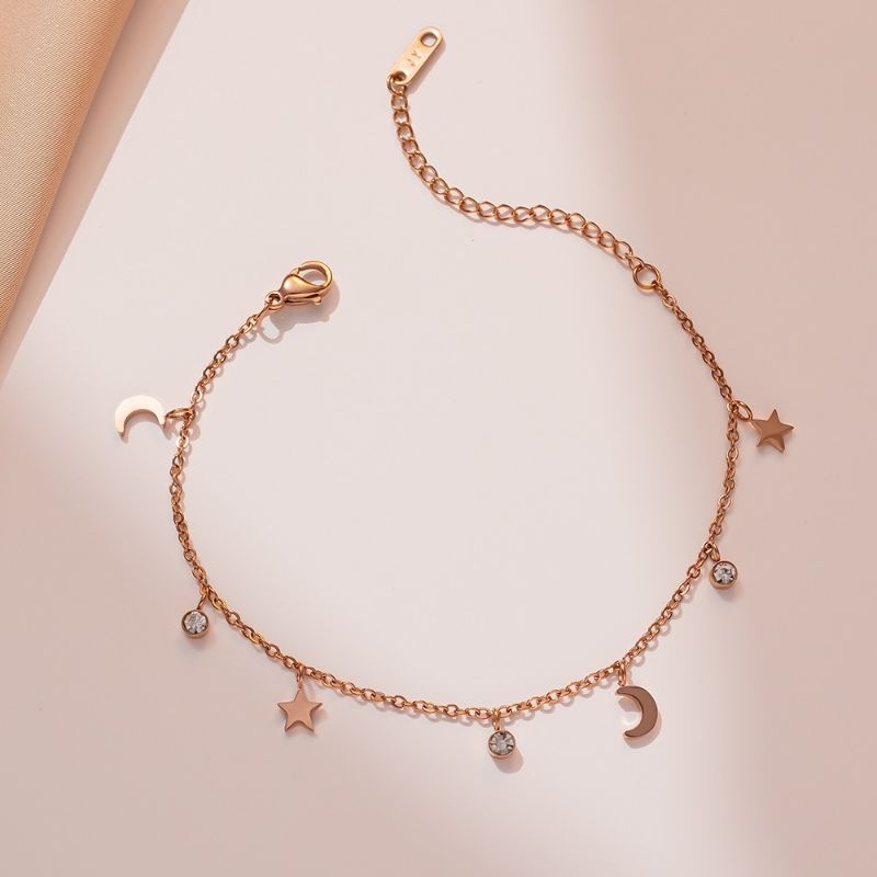 Clafel & Co - STARRY Gelang Tangan Rantai Wanita Titanium Asli Lapis Emas 18K Zircon Jewelry