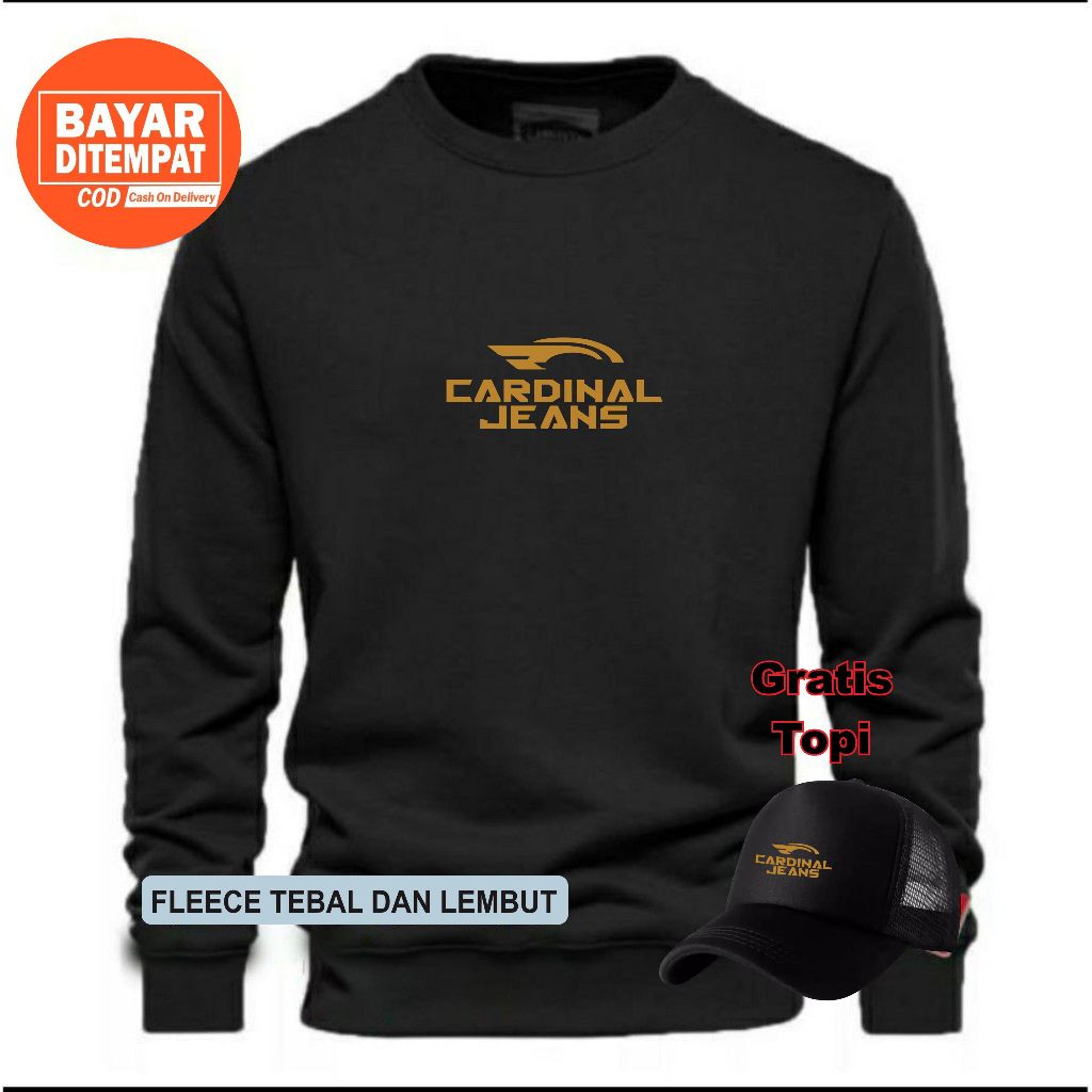 ORIGINAL SWEATER PRIA CARDINAL JEANS GOLD (GRATIS TOPI) BAHAN COTTON FLEECE TEBAL / SWEATER PRIA /