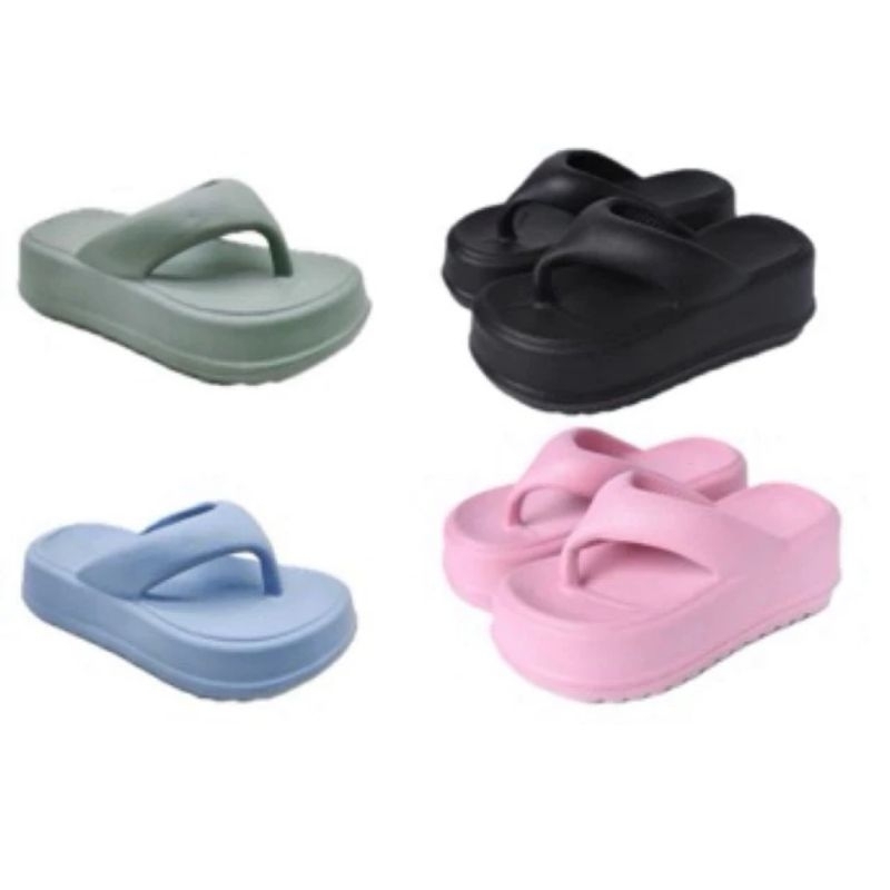 Sandal Wanita jepit Wedges Tebal Tinggi Hak 7cm