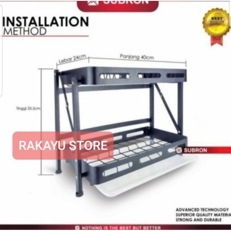 RAK PIRING HITAM STAINLESS 2 SUSUN RAK PIRING BLACK HITAM MODERN MINIMALIS