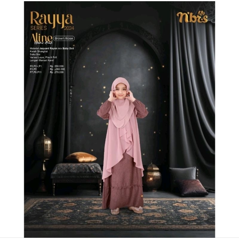 Aline brown Rose Gamis Anak