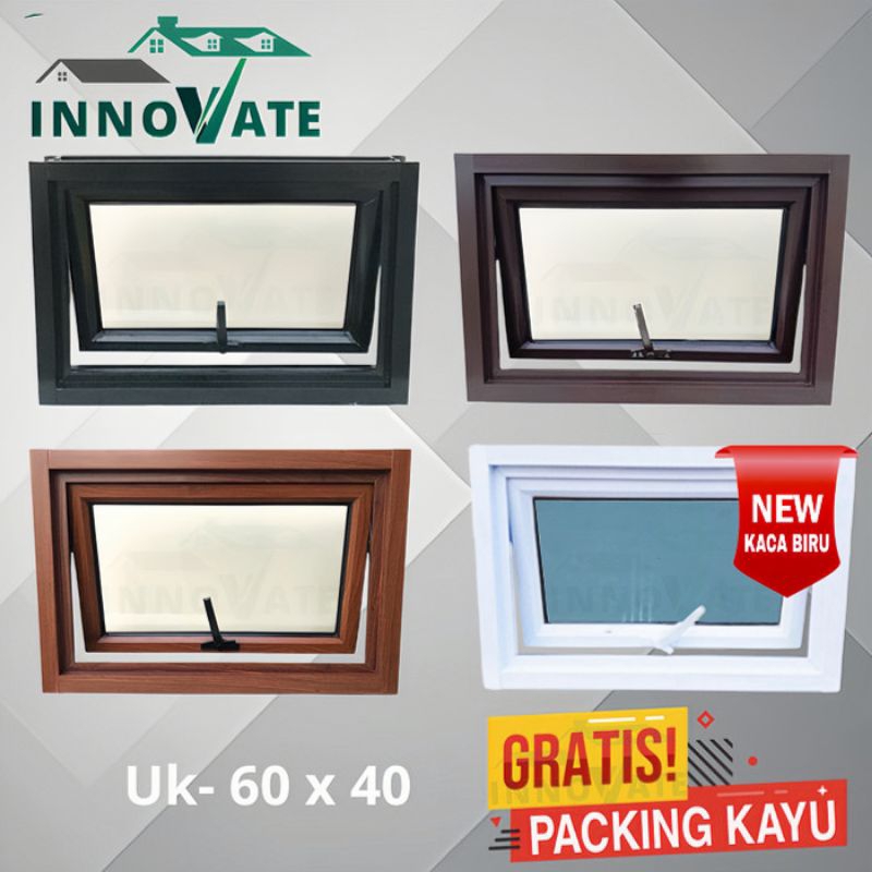 Jendela Boven aluminium 60 x 40 FREE PACKING KAYU