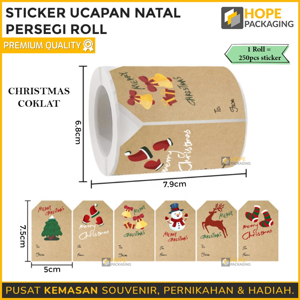 

Sticker Roll Natal / Sticker Natal Roll Persegi /Sticker Ucapan Natal / Sticker Natal