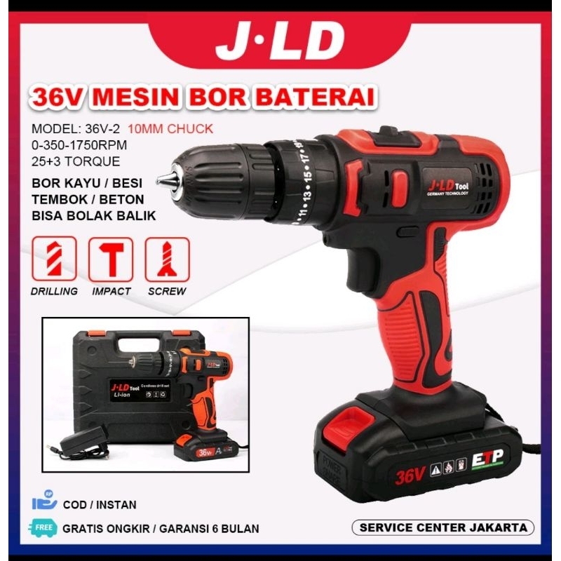 Mesin Bor baterai JLD 36v 1 baterai