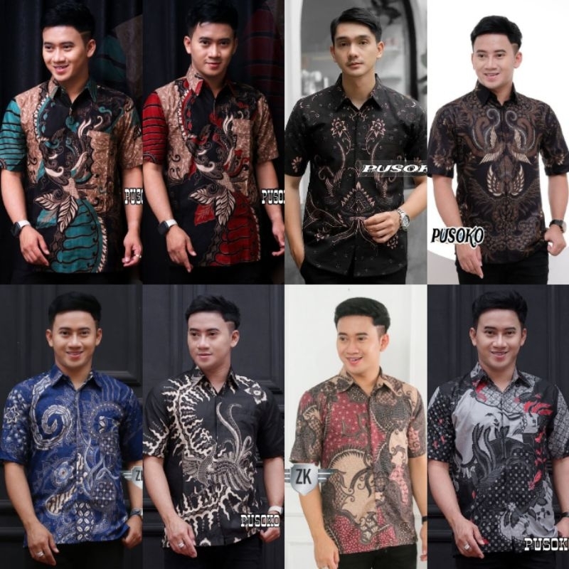 Batik Pria Lengan Pendek COD Batik Kenongo Zahira Batik Size M L XL XXL Batik HRB026 Risna Batik Ata