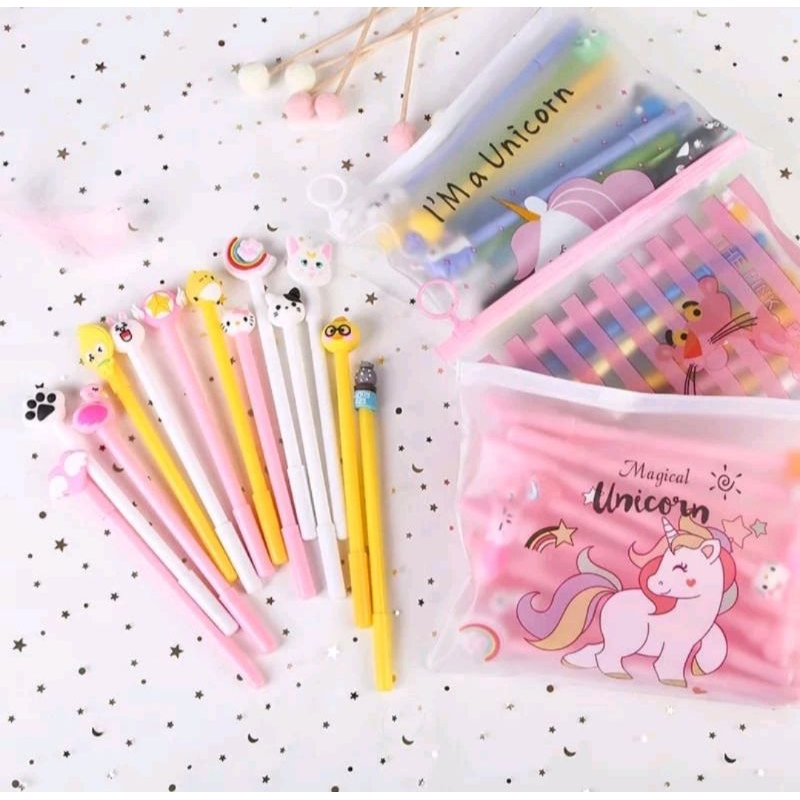 

20 PCS PULPEN KARAKTER MIX FREE POUCH ZIPER