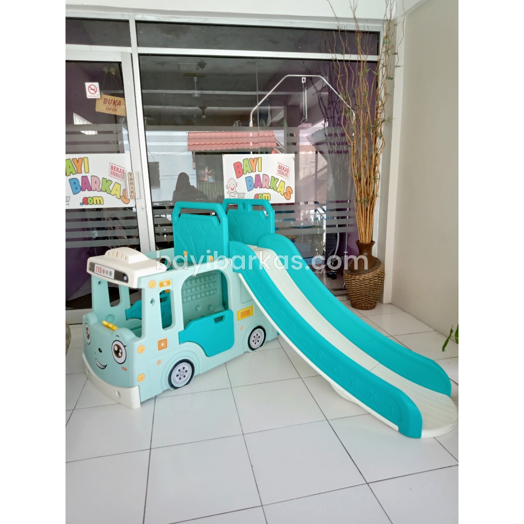 (DI JUAL) 2in1 Tayo Bus Slide hijau / perosotan 2in1 murah (PRELOVED)