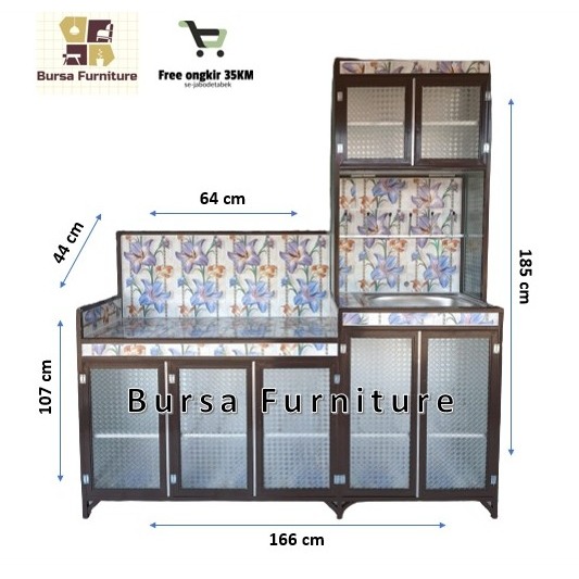 Kitchen set 5 Pintu tiang holo/Rak wastafel/Rak kompor/Rak piring alumunium/FREE ONGKIR 35KM~Jabodet