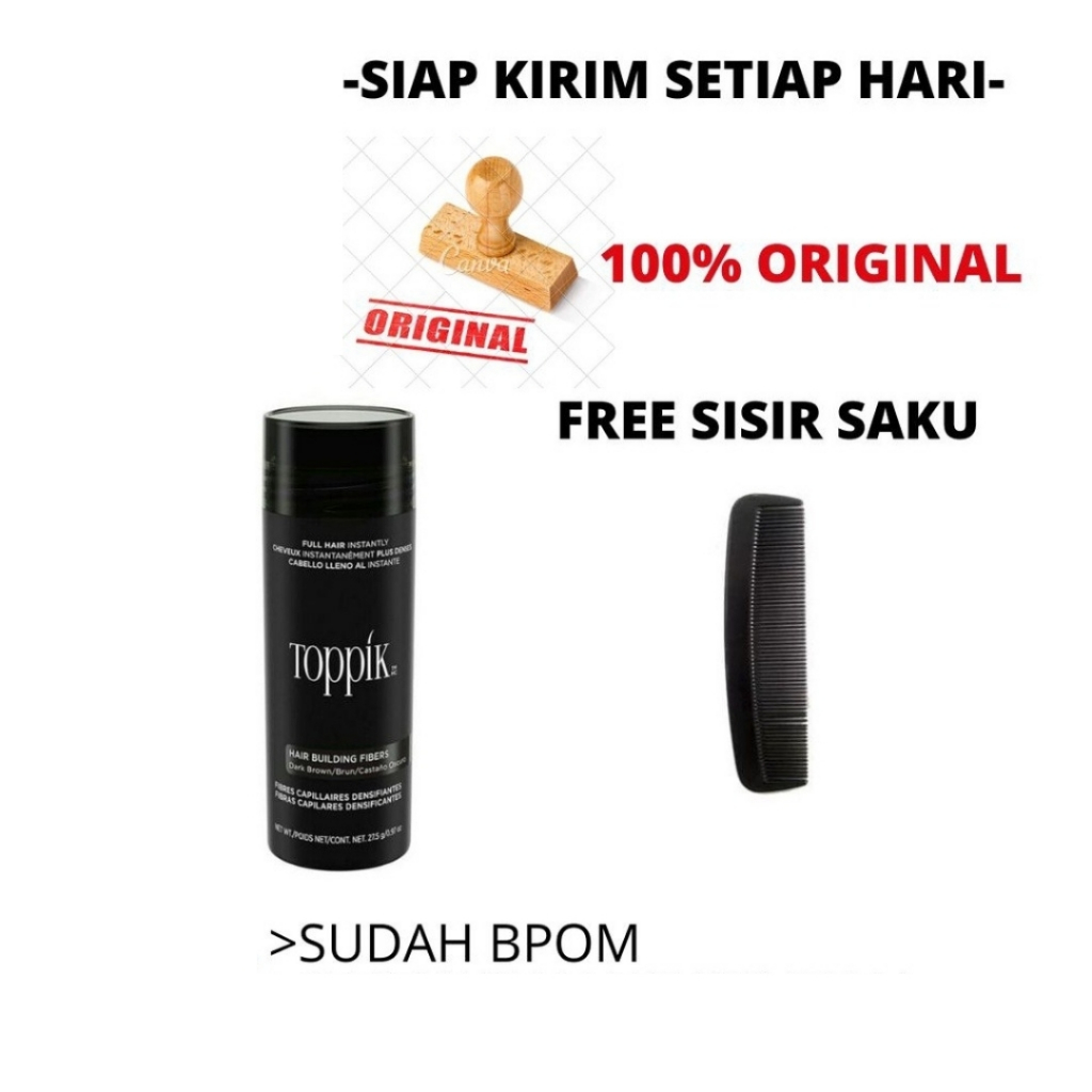 TOPPIK HAIR FIBER 27.5 GRAM ORIGINAL TOPPIK PENEBAL RAMBUT FREE SISIR VALENSIA HAIR