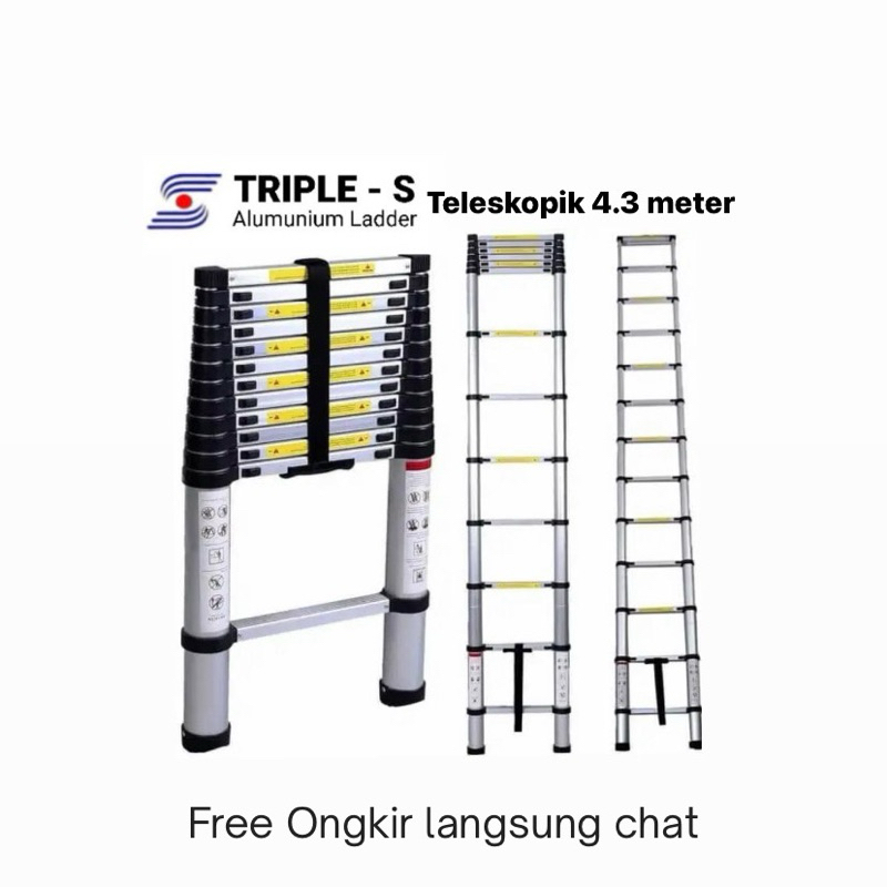 Tangga Lipat Teleskopik 4.3 meter tangga lipat alumunium teleskopik 4.3 meter