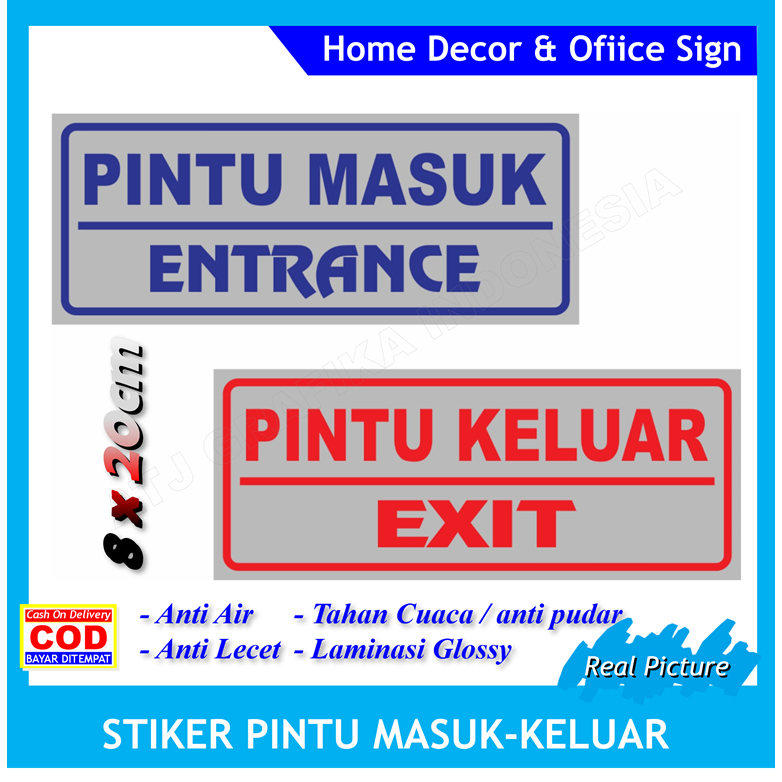 

Label stiker entrance exit keluar masuk sticker petunjuk pintu kantor toko dll