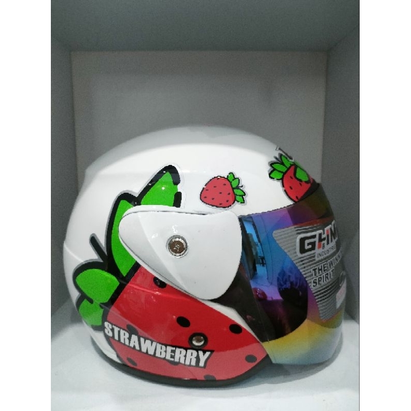 Helm Dewasa SNI GHM innovation motif strawberry kaca pelangi