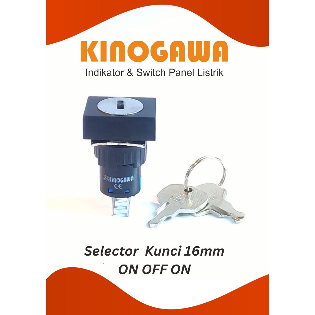 KINOGAWA Selector Switch Key 16mm 3Posisi Persegi Panjang Saklar Putar Selector Ohm Saklar Panel Mes