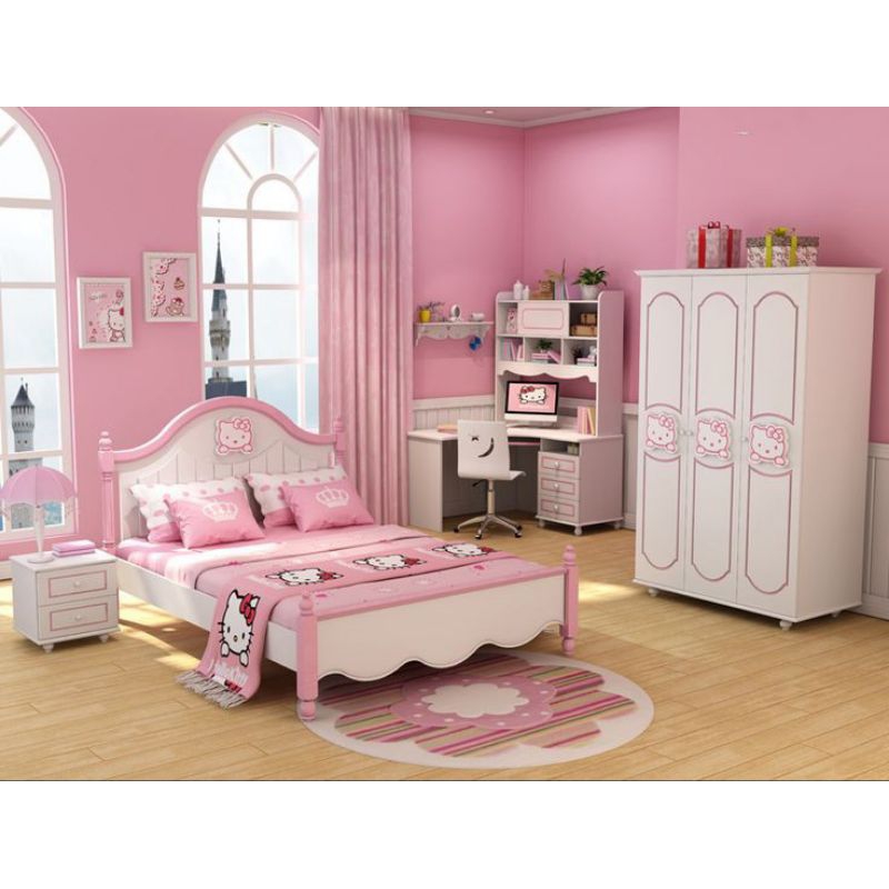 set kamar anak perempuan hello kitty / tempat tidur anak