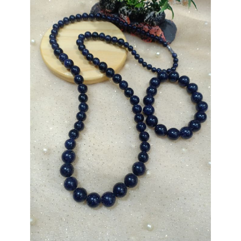 kalung dan gelang batu pasir emas blue pasir emas