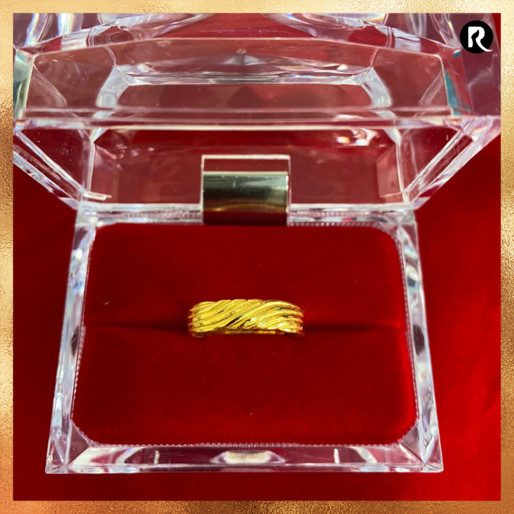 Cincin Ring Emas 24 karat asli 999.9 Model Lis Ombak