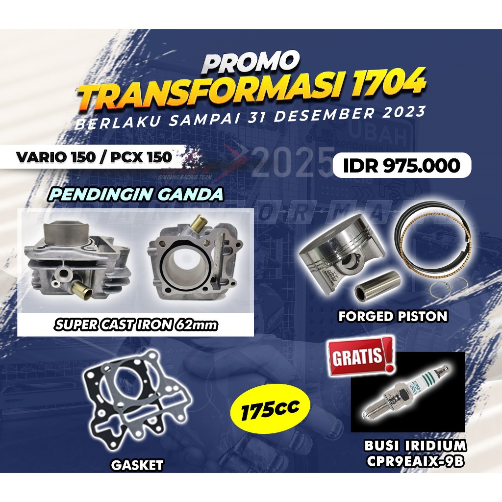 PAKET BORE UP 175 CC | VARIO 150/PCX 150 | GRATIS BUSI | BRT