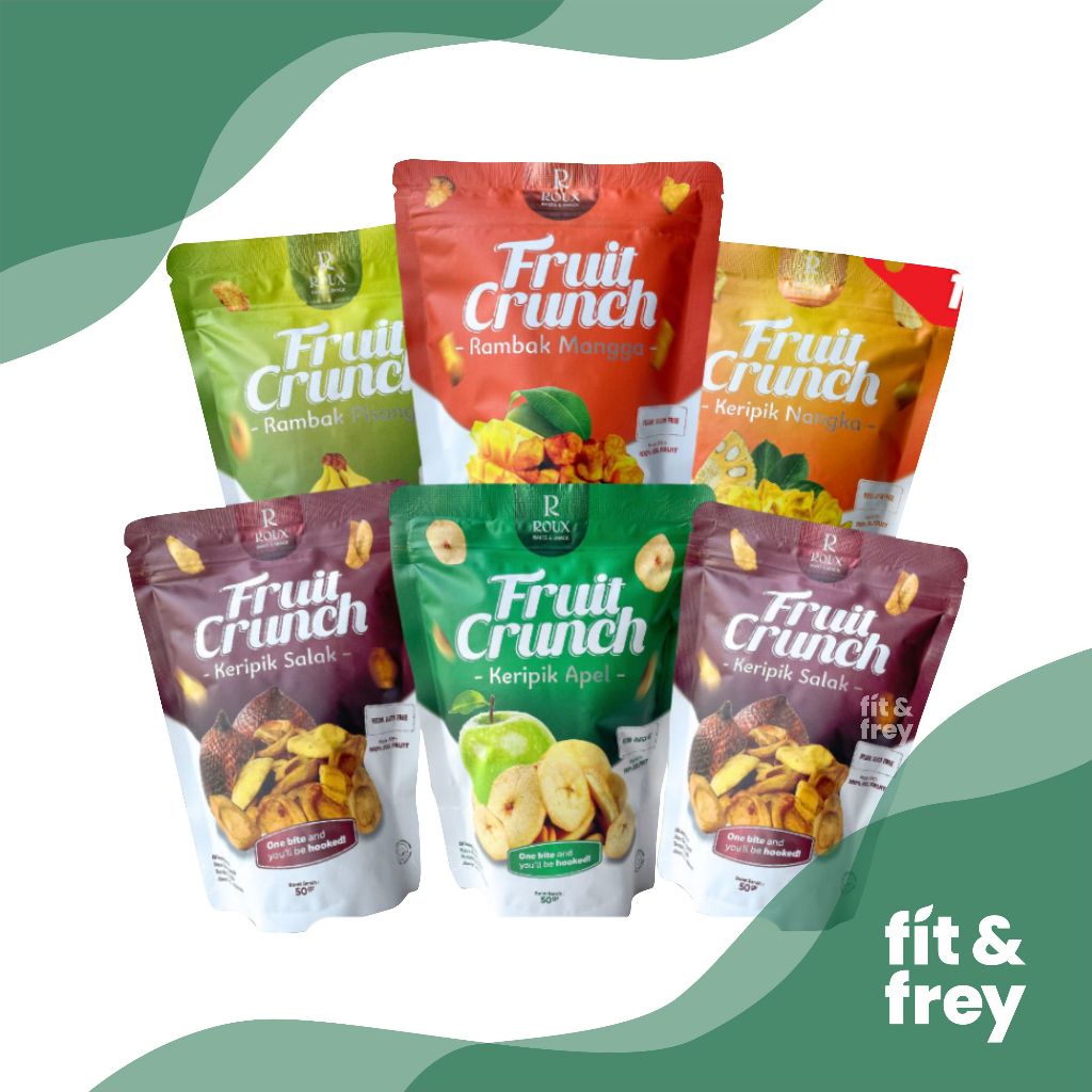 

ROUX Fruit Crunch - Keripik Buah - Rambak Pisang / Mangga / Nangka / Apel / Salak - Cemilan Sehat