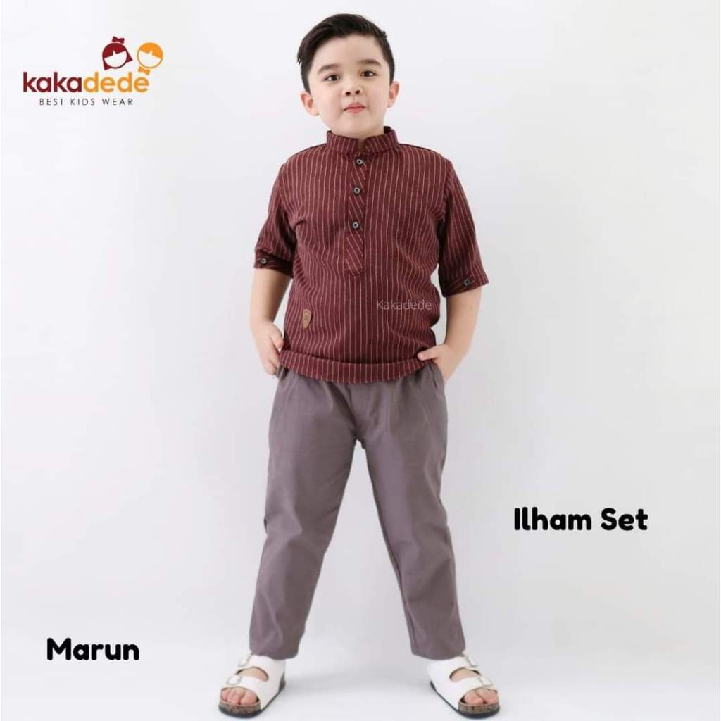 Set Ilham KakaDede 10-12th | Set Koko Anak Cowok | Koko Madinah Fodu Grade A Celana Chinos Anak Laki
