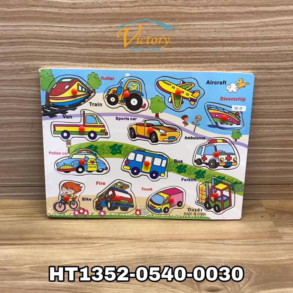 Mainan Block Kayu Puzzle Transportasi Anak HT1352