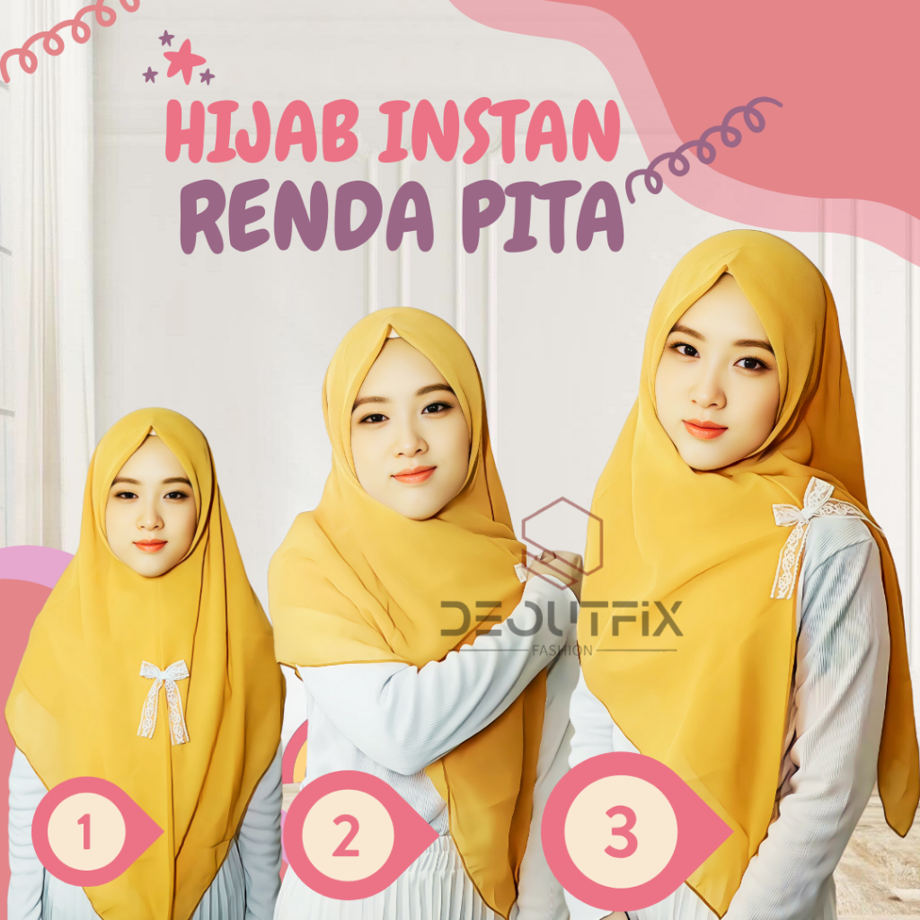 Hijab instant segitiga renda Jilbab Instan Segiempat Hijab Instan Renda