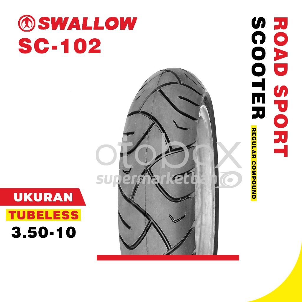 Ban Luar Motor Swallow SC-102 Ukuran 350-10 Ring 10 Tubeless Ban Motor Scooter Vespa