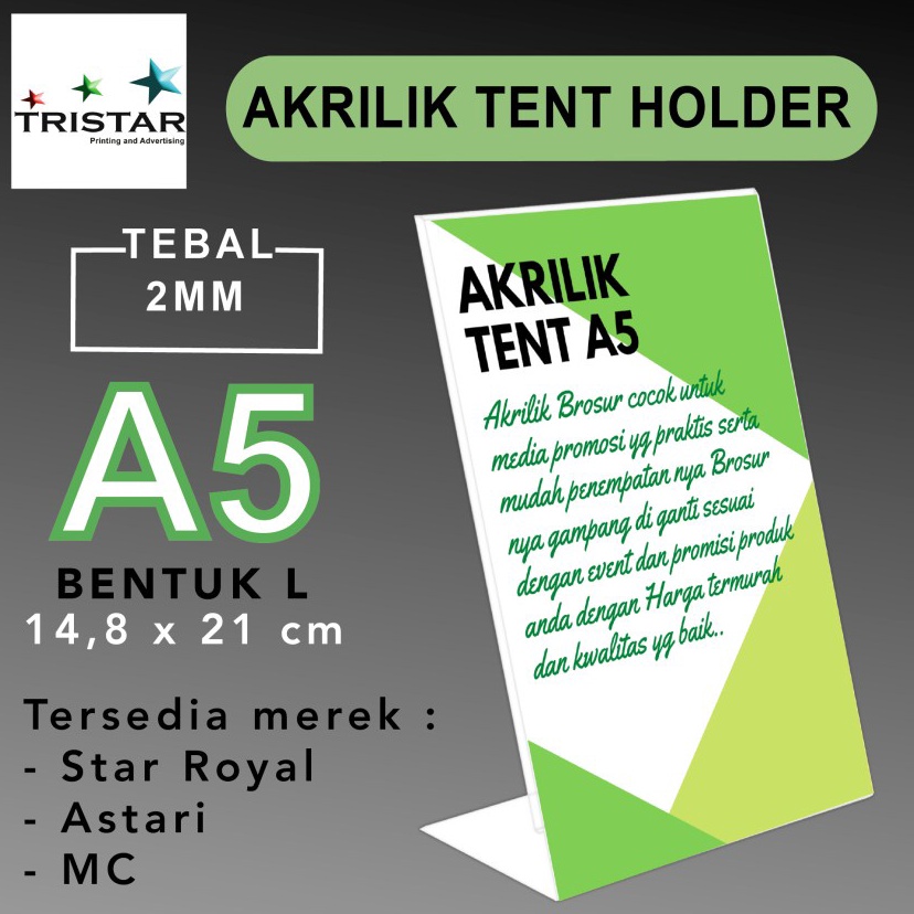 

➷➷✻✫ AKRILIK TENT HOLDER A5 L / TEMPAT BROSUR