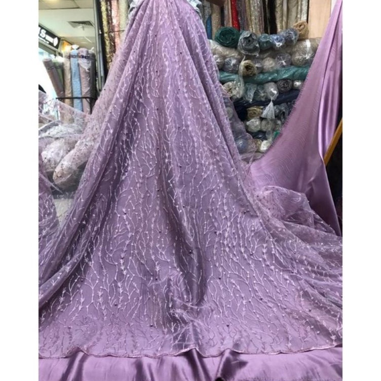 Tille Akar Mutiara/Brokat mutiara gliter/Kain brokat kebaya terbaru