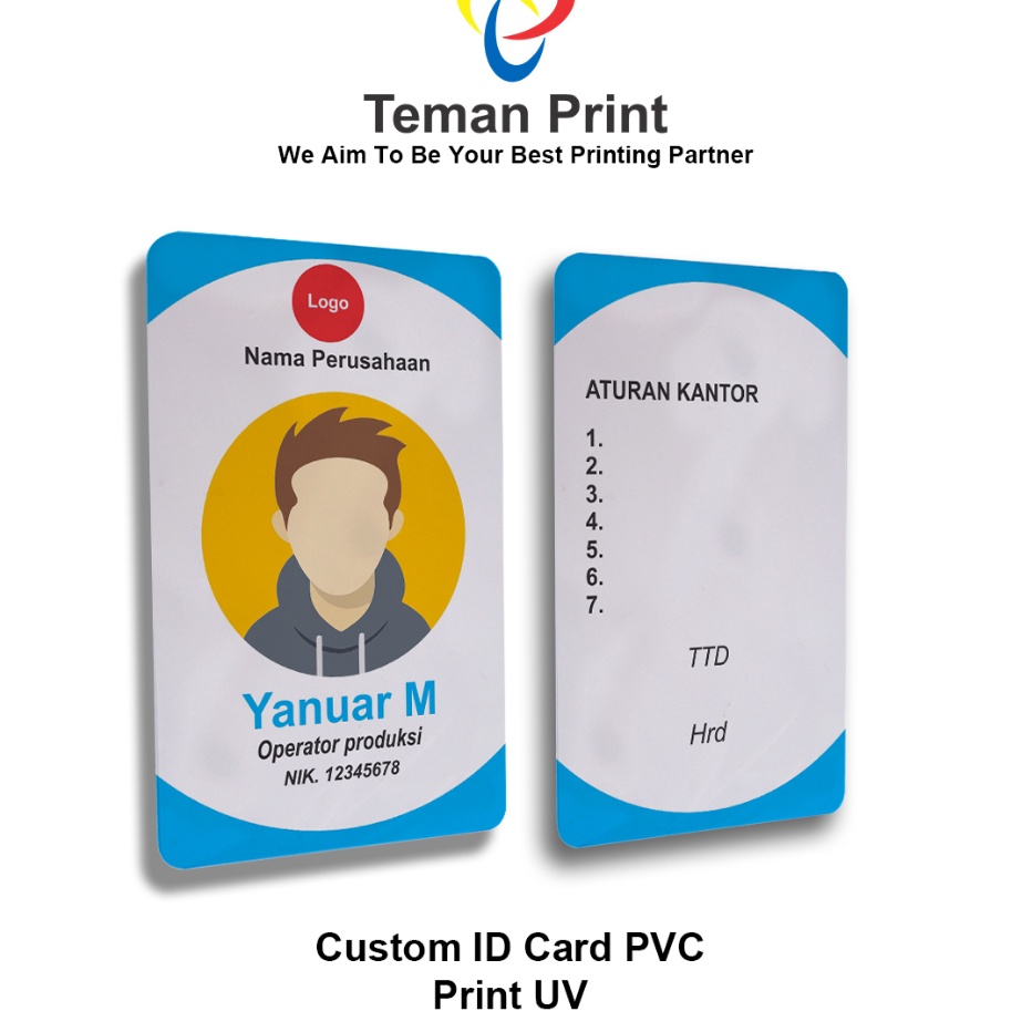 Terlaku. Teman Print Cetak Kartu ID Card 2 Sisi Cetak Print UV Card Member Bahan PVC