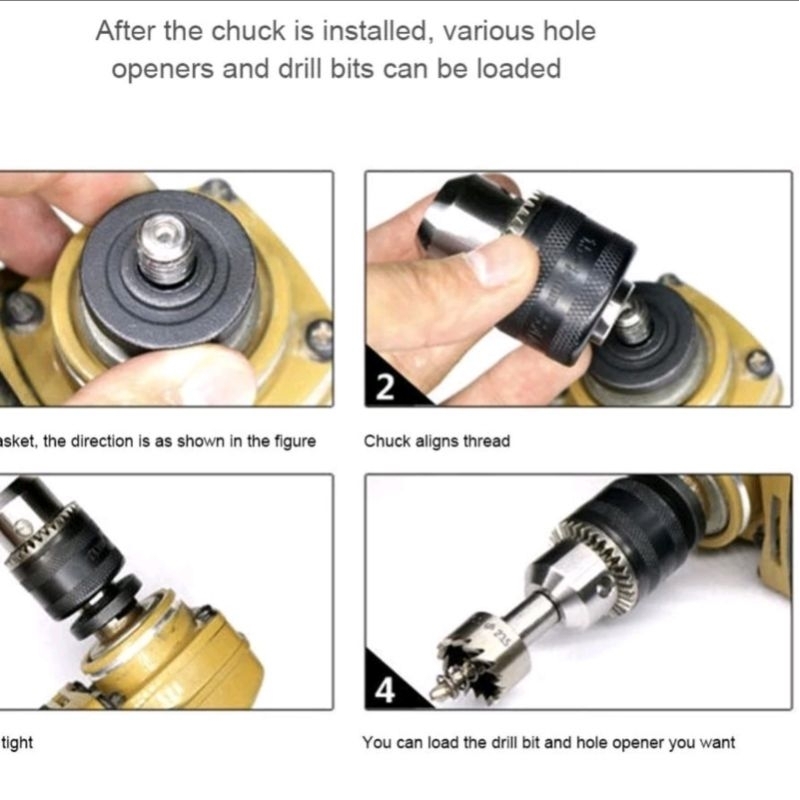 Adapter Kepala Bor Untuk Gerinda Tangan Drat Drill Chuck M10X1.5 dan 3/8-24UNF