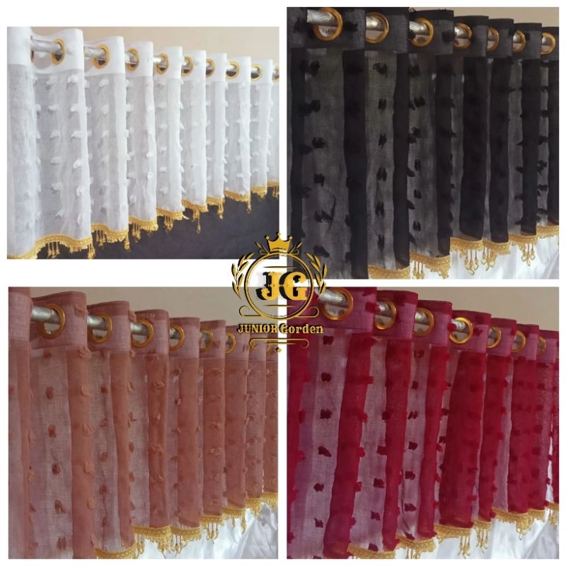 Gorden poni loster atas pintu bahan vitrase rumbai rumbai minimalis