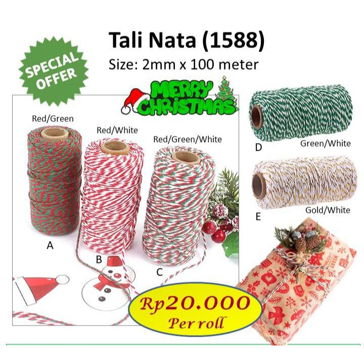 

Tali natal - Tali Craft hang tag natal - Pita Hiasan Box - pita kado - tali rami katun 1588