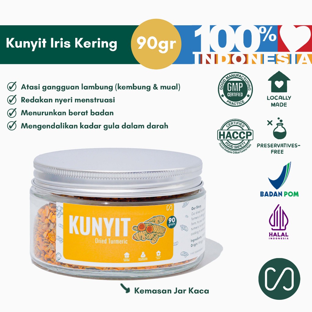 

Sustaination Premium Dried Turmeric Tisane - Teh Kunyit Iris Kering Lokal 90gr | Teh Herbal Alami Asli Yogyakarta