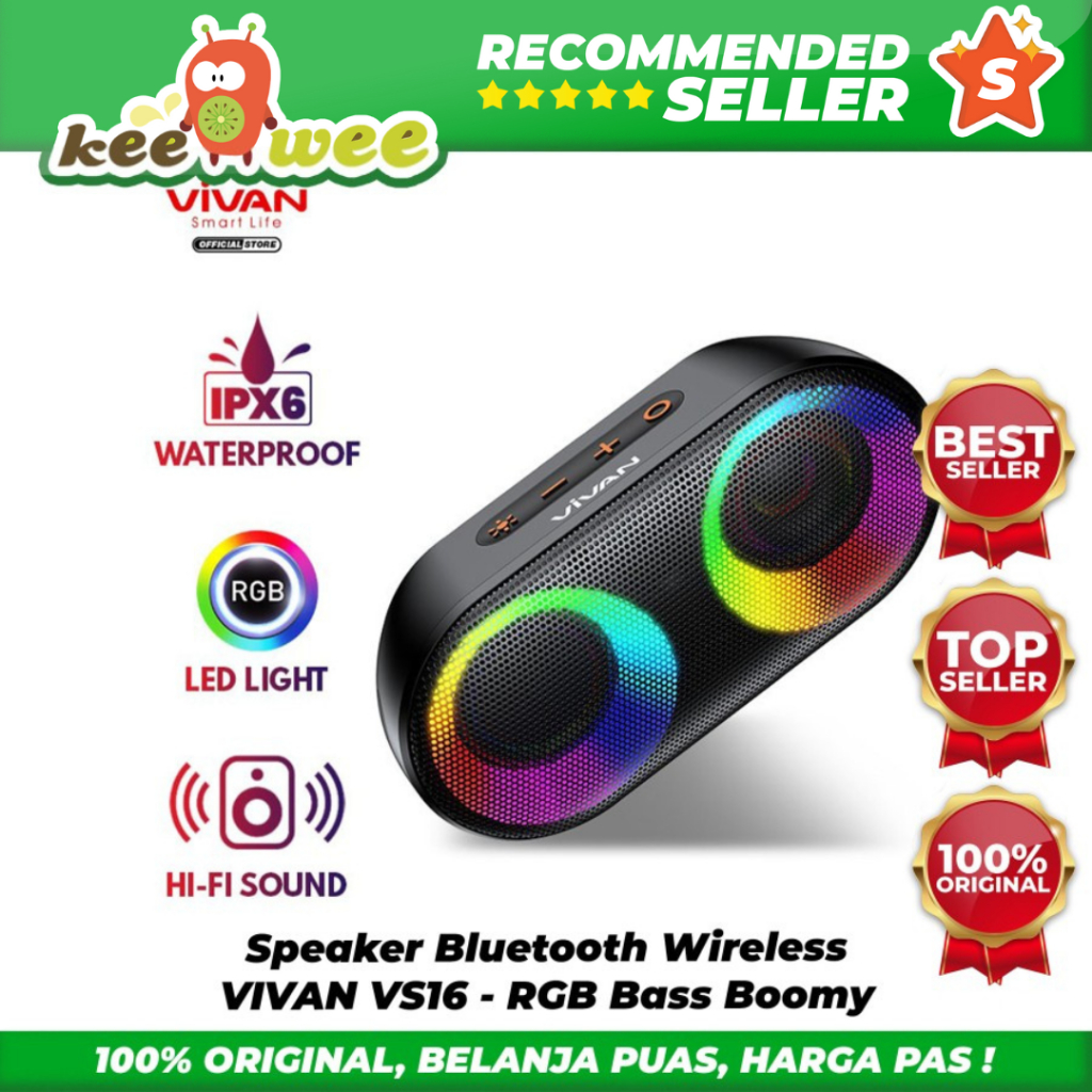 Speaker Bluetooth Wireless VIVAN VS16 - RGB Bass Boomy