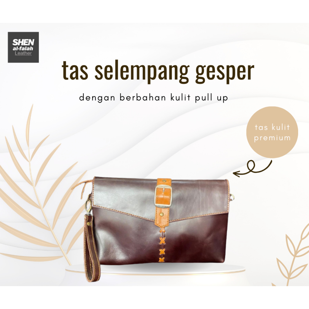 TAS SELEMPANG GESPER KULIT PULL UP SHEN ALFALAH /TASPREMIUM /TAS PRIA/TAS WANITA/TAS KULIT 100% ORIG