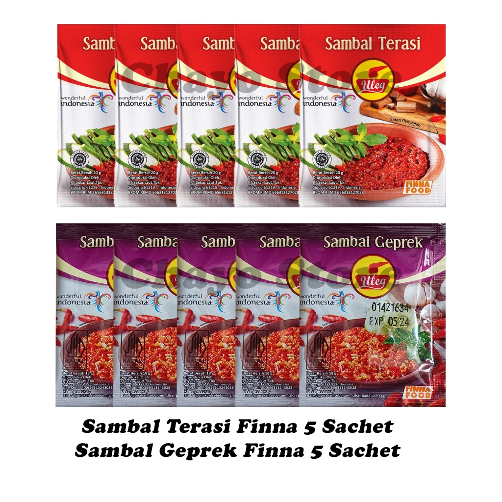 

Sambal Geprek Uleg Finna 5 Sachet + Sambal Terasi Uleg Finna 5 Sachet