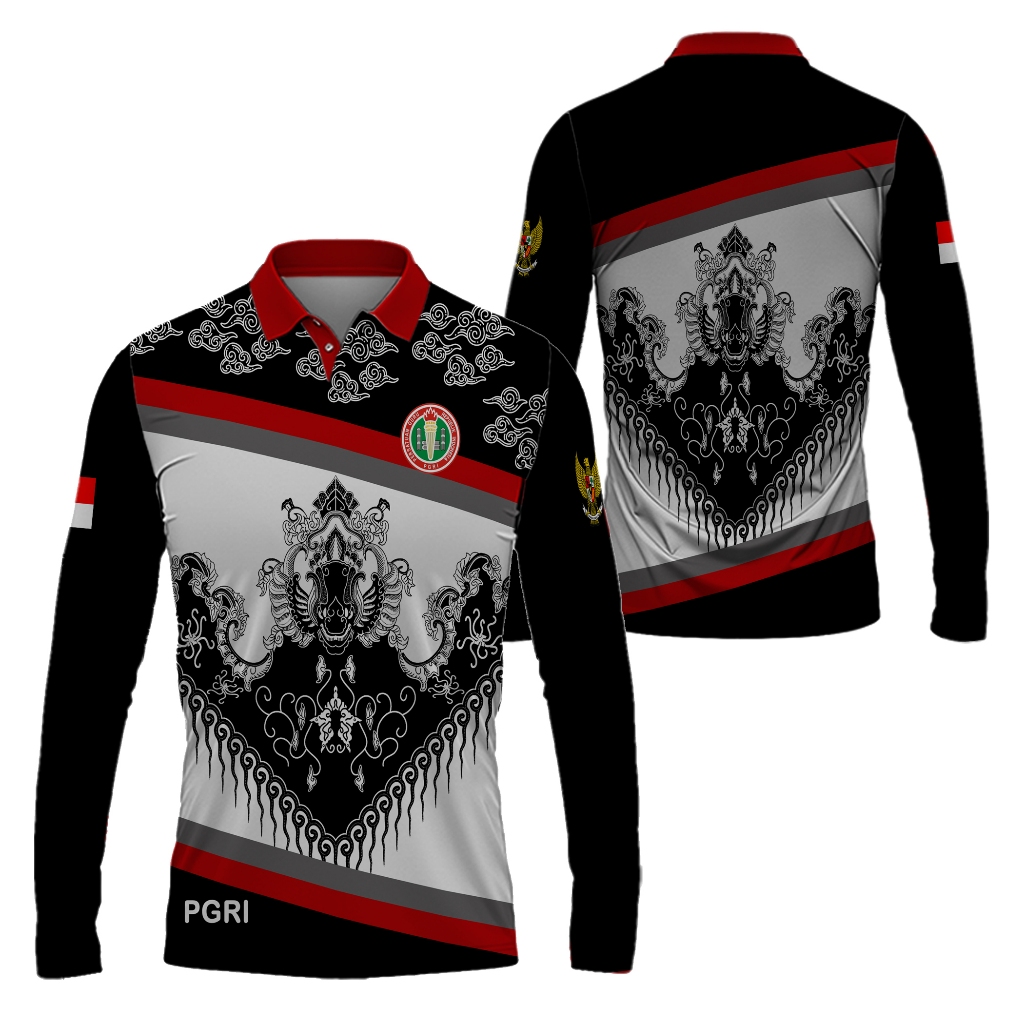 Baju PGRI Pramuka Pria /Baju Guru PGRI Pria Kaos Polo Lengan Panjang