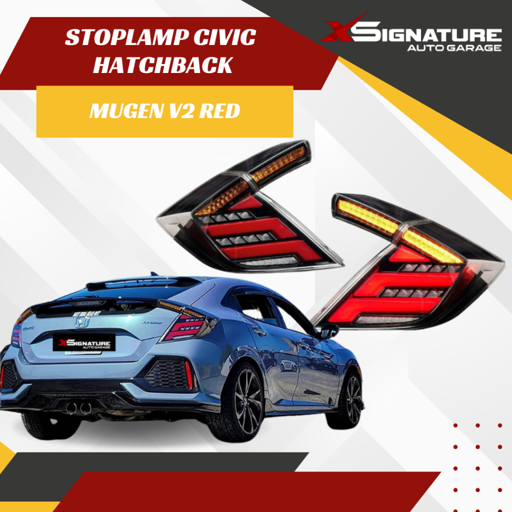 STOPLAMP HONDA CIVIC HATCHBACK MUGEN V2 STYLE RED SMOKE 2016 - 2019