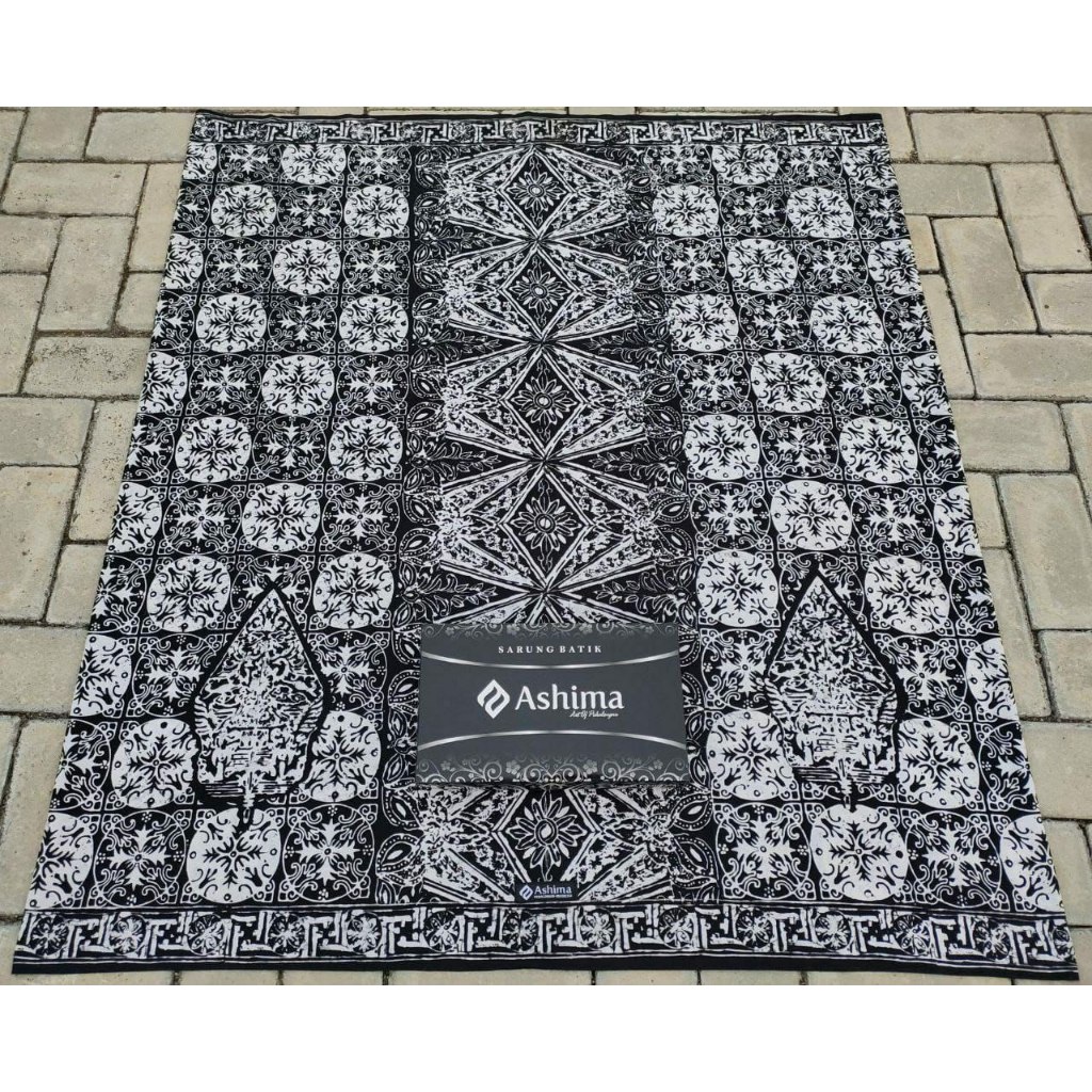 sarung batik ashima dewasa as50 sarung batik cap pekalongan monokrom hitam putih bola sinar susun ab